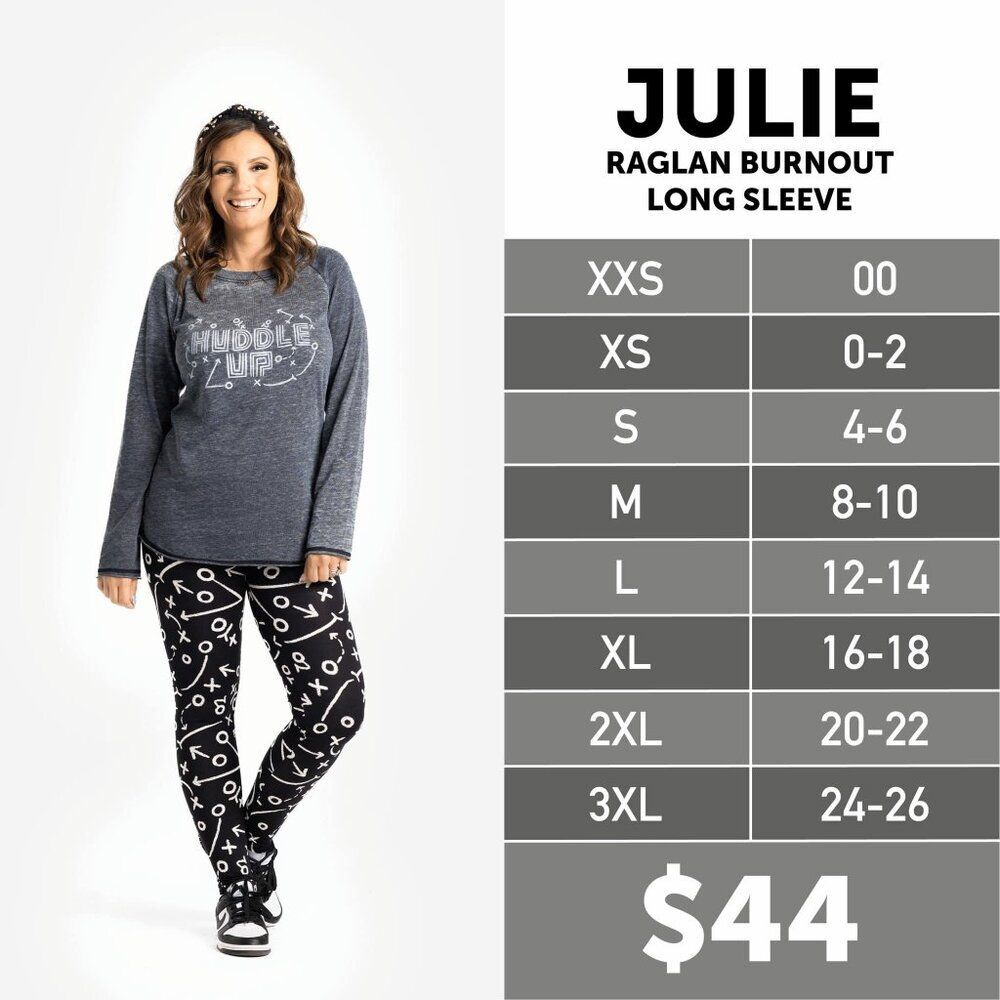 XL LuLaRoe Julie Long Sleeve Sports Shirt Resting Gym‎ Face Raglan Burnout GRAY - Picture 2 of 4